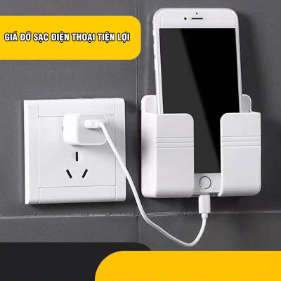 Khay đựng remote - điện thoại dán tường có khe luồn sạc nhỏ gọn tiện lợi ( Giao màu ngẫu nhiên ) - Hàng chính hãng