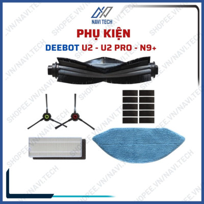 Phụ kiện khăn, giẻ, lọc hepa, chổi cuộn, chổi chính, chổi cạnh dành cho Robot hút bụi Deebot U2, U2 Pro, N9 Plus, N9+