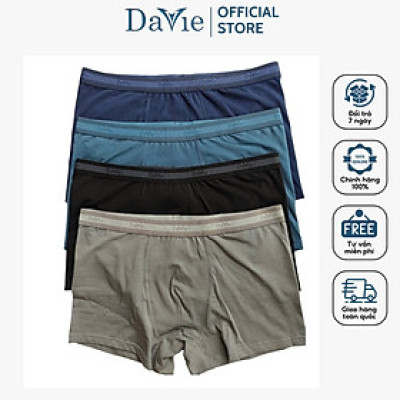 Quần Lót Nam Boxer Davie Dvct014 Chất Liệu Cotton 4 Chiều, Bản Lưng 2.5 Mềm
