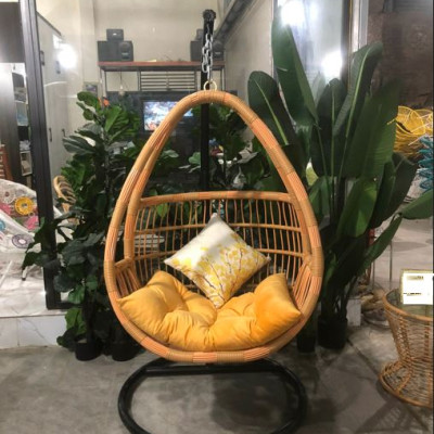 Xích đu đơn bo cạp trắng XĐN7 chất liệu khung sắt mây nhựa cao cấp juno sofa