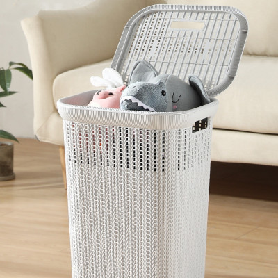 ( HÀNG CAO CẤP ) Giỏ đựng đồ quần áo có nắp Hàn Quốc Kiểu Dáng Đan Mây( Tặng Sét 5 Móc áo Inox Xoắn Dài 40cm )