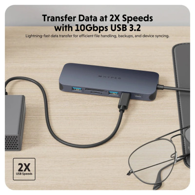 HUB chuyển đổi HyperDrive Next 11 in 1 Port Dual 4K60Hz HDMI USB-C Hub - Truyền tải dữ liệu nhanh - HD4006GL - Hàng Chính Hãng
