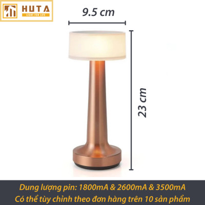 Đèn Bàn Led Quầy Bar HUTA RESTA Cảm Ứng Pin Sạc Điều Chỉnh Ánh Sáng Trang Trí Nhà Hàng Quán Cà Phê Lounge Sự Kiện