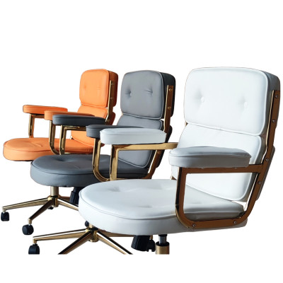 Ghế học sinh học bài điều chỉnh độ cao CE1027-P Nội thất Capta Ghế xoay ngồi làm việc tại nhà lưng trung nệm da PU cao cấp tăng giảm độ cao có khung và chân ghế thép mạ màu vàng bóng tại HCM