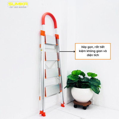 Thang nhôm ghế gia đình 4 bậc SUMIKA SK304 - Chiều cao 1.0m, tải trọng 150kg