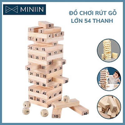 Bộ Đồ Chơi Rút Gỗ Thông Minh Cao Cấp Chính Hãng MINIIN - 2 Cỡ (Lớn và Nhỏ)- 54 Thanh Rút Kèm 4 Con Súc Sắc Rèn Luyện Trí Tuệ Cho Bé 