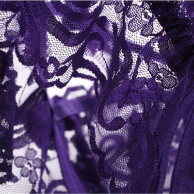 Quần lót nữ ren hở mông dây chéo đính nơ tím gợi cảm