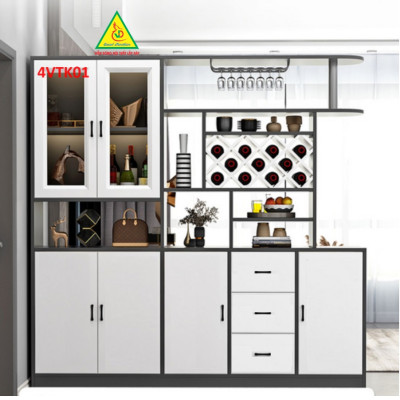 Vách ngăn phòng khách, vách ngăn tủ kệ bằng gỗ 4VTK01 - Nội thất lắp ráp Viendong adv