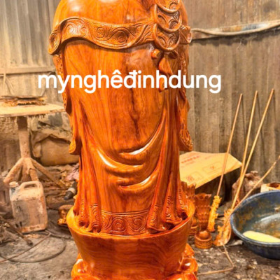 Tượng phật di lặc chúc phúc bằng gỗ hương đá  cao 100x33x30cm 