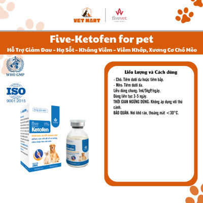 Five-Ketofen for Pet Hỗ Trợ Giảm Đau Hạ Sốt Kháng Viêm Cơ Chó Mèo