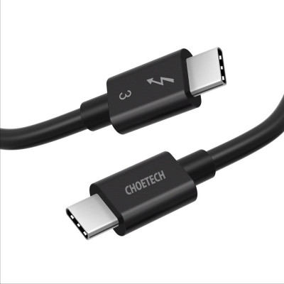 Dây Cáp Thunderbolt 3 (Chuẩn Intel) Choetech Hỗ Trợ Truyền Tải 40Gbps, Sạc PD 100W, Video 4K @ 60Hz kép / 5K 0.7m A3007 - Hàng Chính Hãng
