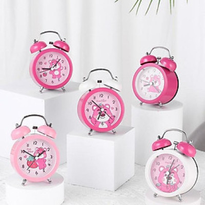 Đồng hồ báo thức bằng kim loại họa tiết Gấu dâu dễ thương (kèm hộp đựng siêu xinh)