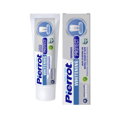 [ Mua 2 tặng 1 bàn chải ] Kem đánh răng Pierrot Whitening trắng răng tự nhiên, chống ố vàng 75ML