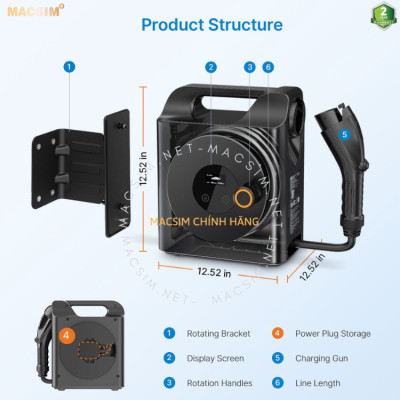 Sạc ô tô điện Mercedes-Benz EQS - Sạc tại nhà - di động cao cấp 3,68KW (6-16A) chính hãng Macsim