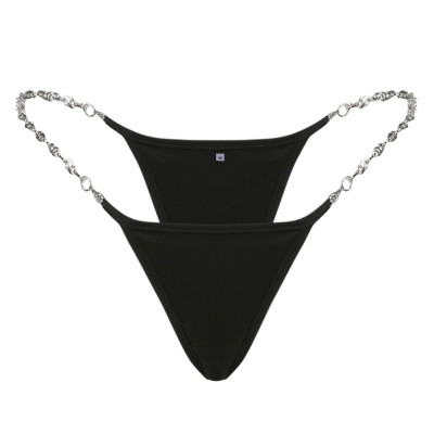 Quần lót co giãn phối dây xích kim loại phong cách Hàn Quốc quyến rũ thời trang cho nữ