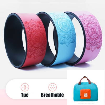 Vòng tập yoga 33 * 14 cm PU (Tặng Kèm túi đựng vòng) khung nhựa ABS chịu lực 300 kg bọc cao su Pu in hoa văn chống trơn trượt 100%