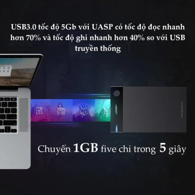 Ugreen UG50422US222TK Hộp đựng ổ cứng 3.5 chuẩn SATA hỗ trợ 10TB có cấp nguồn - HÀNG CHÍNH HÃNG