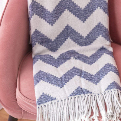 SCATTER BOX Vỏ chăn sofa cao cấp nhập khẩu Ireland Anh Quốc ZIGGY màu NAVY/ GREY kích thước 127X178CM phong cách hiện đại