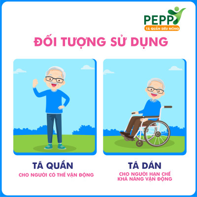 Tã/Bỉm Quần Người Lớn, Người Già Peppy Siêu Mỏng, Siêu Thấm, Mềm Mại, Kháng Khuẩn Size M8/L7/XL7 