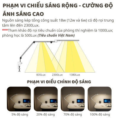 Đèn bàn học Led bảo vệ mắt Ergo Edge 1 DandiHome chống cận để làm việc, đọc sách cao cấp có thể kéo dài và gấp gọn - 3 chế độ sáng thông minh