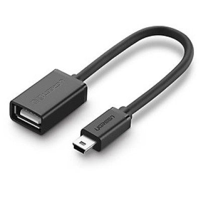 Cáp chuyển đổi MINI USB sang USB âm hỗ trợ OTG 12CM màu Đen Ugreen 249GK10383US Hàng chính hãng