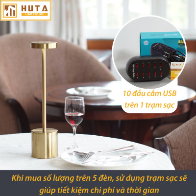 Đèn Bàn Led Quầy Bar Nhà Hàng HUTA AL4 Cảm Ứng Pin Sạc Tích Điện Điều Chỉnh Ánh Sáng Vàng Trang Trí Quán Cà Phê Lounge Sự Kiện Bàn Ăn
