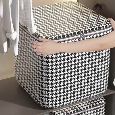 Túi Vải Caro Trắng Đen Đựng Quần Áo – Chống Bụi, Có Quai, Siêu Bền, Dễ Vệ Sinh