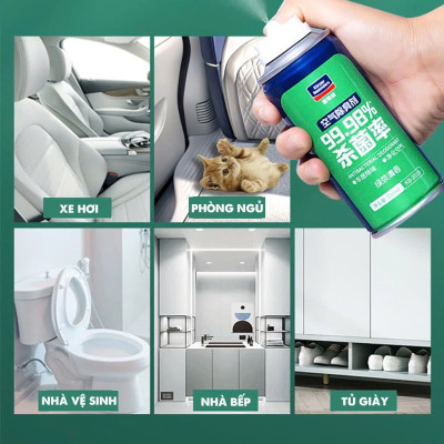 Chai Xịt Khử Mùi Khử Khuẩn KC 99,98% - Nội Thất Điều Hòa Ô Tô, Phòng Ngủ Tự Động Hàng Cao Cấp