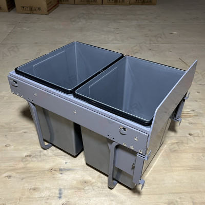 Thùng rác đôi âm tủ/gắn cánh ray giảm chấn, kích thước 400 mã GAC thương hiệu Gerari