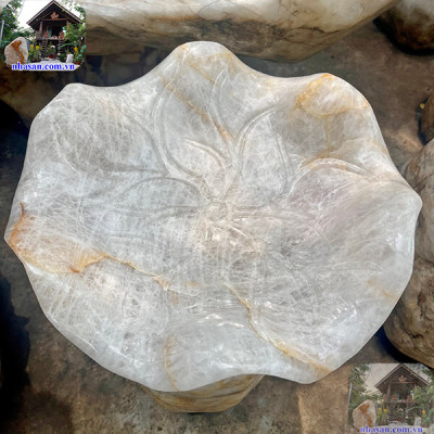 Bát sen thả hoa đá thạch anh NHA SAN BTH03 Biểu tượng của thuần khiết và thanh tịnh - 38kg (46.3 x 22 cm)