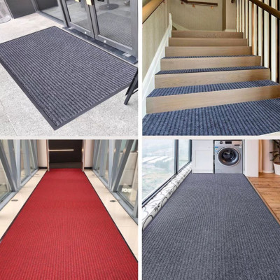 Thảm chùi chân đế chống trượt dạng sọc Stripmate Màu đỏ đun & Đen Xám Nhiều Size