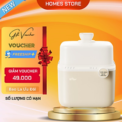 Nồi Chưng Yến, Nồi Tiềm Thuốc Bắc, Nồi Nấu Chậm BEAR SUBE001 Kèm Lồng Hấp Dung Tích 0.8 Lít, Công Suất 200 W - Hàng Chính Hãng