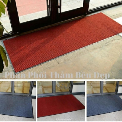 ( Hàng Cao Cấp ) Thảm chùi chân đế chống trượt dạng sọc Stripmate Màu Xám đen / Xám đỏ kT 40 x 60 cm