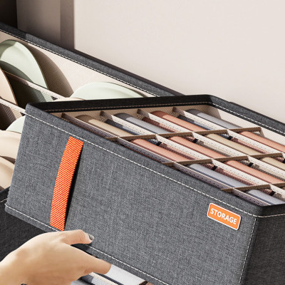 Hộp Vải 6 Ngăn Đựng Áo Ngực Có Khóa Kéo Gấp Gọn Tiện Dụng - Hàng Chính Hãng