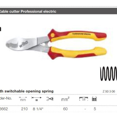Bộ Kìm cắt cáp Wiha 43662 và Kìm cắt cộng lực Wiha 38191 cách điện 1000V.