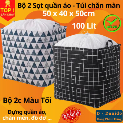 Combo Túi Bạt Đựng Quần Áo, Chăn Mền [CHỌN 1C, COMBO 2C] (Giao Ngẫu Nhiên) Chống Thấm Nước, Bộ Giỏ Sọt Đựng Đồ Dơ Họa Tiết Vintage