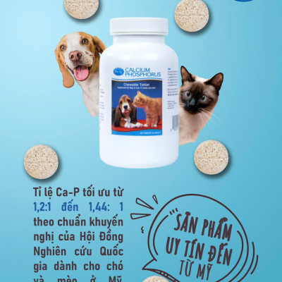 VIÊN UỐNG BỔ SUNG CANXI & PHOTPHO PET AG CHO CHÓ MÈO - CALCIUM PHOSPHORUS TABLETS [ HỘP 50v ]