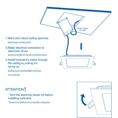 ĐÈN LED ÂM TRẦN VUÔNG LUMAX#RSPL130/W-9LED