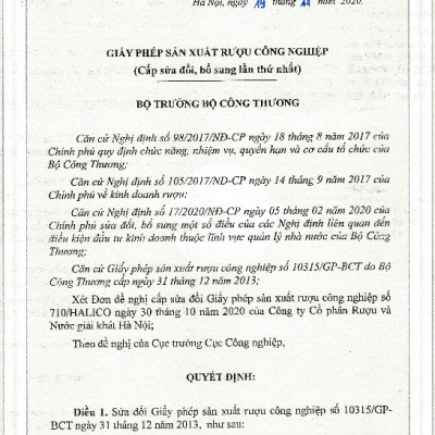 Rượu Cà Phê HALICO nồng độ 25% chai thuỷ tinh 250ml không kèm hộp