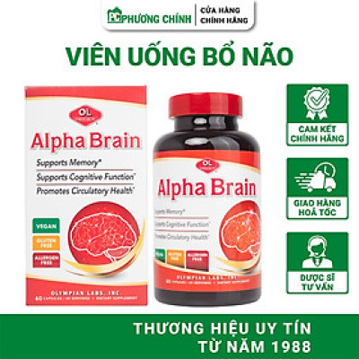 Viên Uống Bổ Não Olympian Labs Alpha Brain Hỗ Trợ Cải Thiện Trí Nhớ, Tăng Tuần Hoàn Máu Não 60 Viên/Hộp