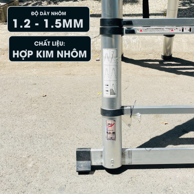 Thang nhôm rút đôi DIY TL-AI-50  chiều cao sử dụng tối đa chữ A 2.4m chữ I 5.0m - Tiêu chuẩn chất lượng an toàn Châu Âu