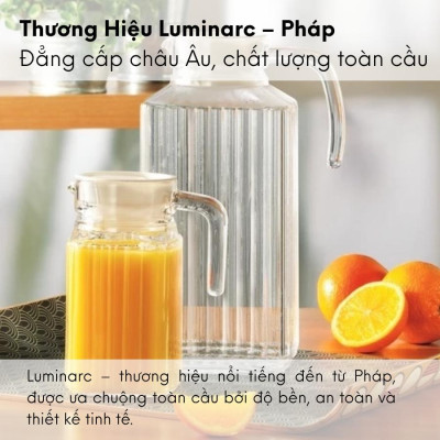 Bình đựng nước thủy tinh Luminarc Quadro G2666, dung tích 1.1L, dùng máy rửa bát | Hàng chính hãng