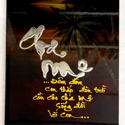 Tranh sơn mài chữ ,thơ kèm họa tiết 30x40 cm ý nghĩa thích hợp làm quà tặng, trang trí,...