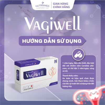 Viên đặt Vagiwell hỗ trợ cân bằng hệ khuẩn, giảm viêm nhiễm do vi khuẩn, nấm ngứa (10 viên) - Nutramed