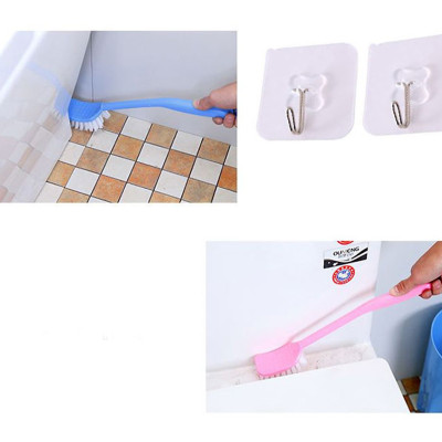 Bộ Vệ Sinh 1 Cọ Rửa Đầu Tròn Và 1 Bàn Chải Đầu Vuông Chà Rửa Bồn Cầu Toalet + 2 Miếng Dán Tiện Ích