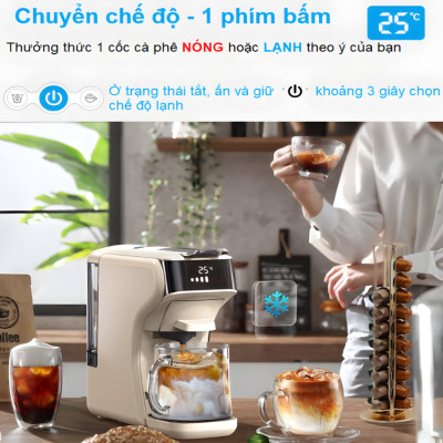 Máy pha cà phê 6 trong 1, Espresso, Viên Nén Nespresso, Nescafe Dolcegusto, Kcup, Túi ESE POD và Trà thương hiệu Mỹ HiBREW H1B - Hàng Chính Hãng