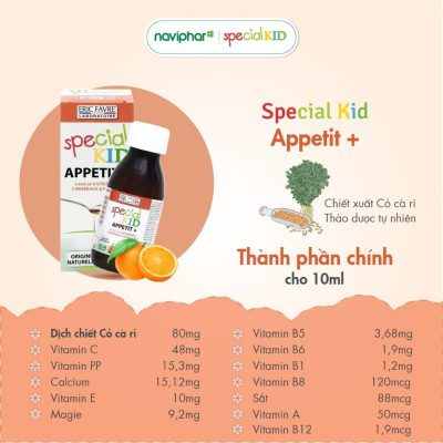 Siro Special Kid Appetit + - Hỗ trợ kích thích thèm ăn, giúp trẻ ăn ngon, tiêu hóa tốt - 125ml - Hàng Chính Hãng