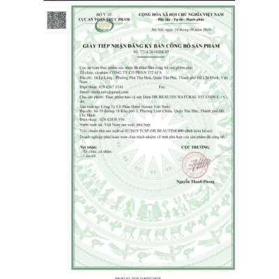 Viên uống đẹp da, chống lão hóa DR. BEAUTIN NATURAL VITAMIN E + C - Bổ sung Vitamin E, C giúp giảm khô da, da trăng sáng