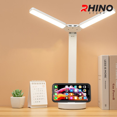 Đèn học LED 3 ánh sáng bảo vệ mắt chống cận cảm ứng Rhino L205, tích điện đa năng làm việc, để bàn học - Hàng chính hãng