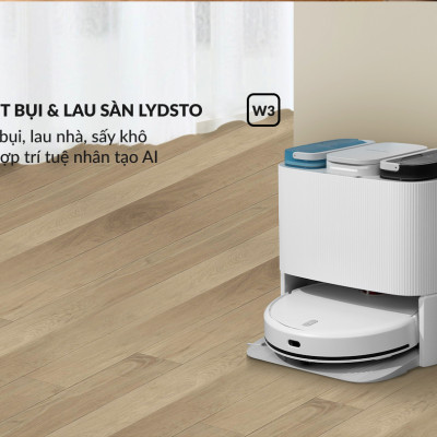 Robot hút bụi lau nhà tự động thông minh Lydsto W3 lức hút 5000Pa diện tích hoạt động 200m2 - Hàng chính hãng